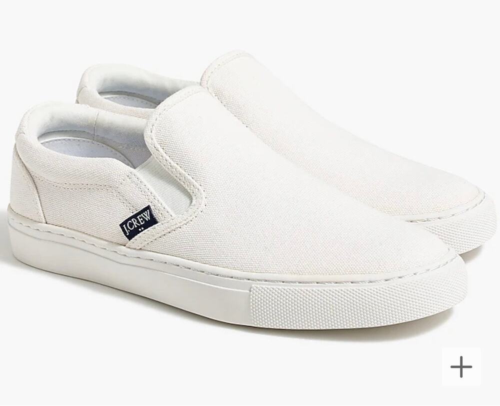 J. Crew Women’s White Road Trip Canvas Slip-One Sneakers Shoes Size 10.5